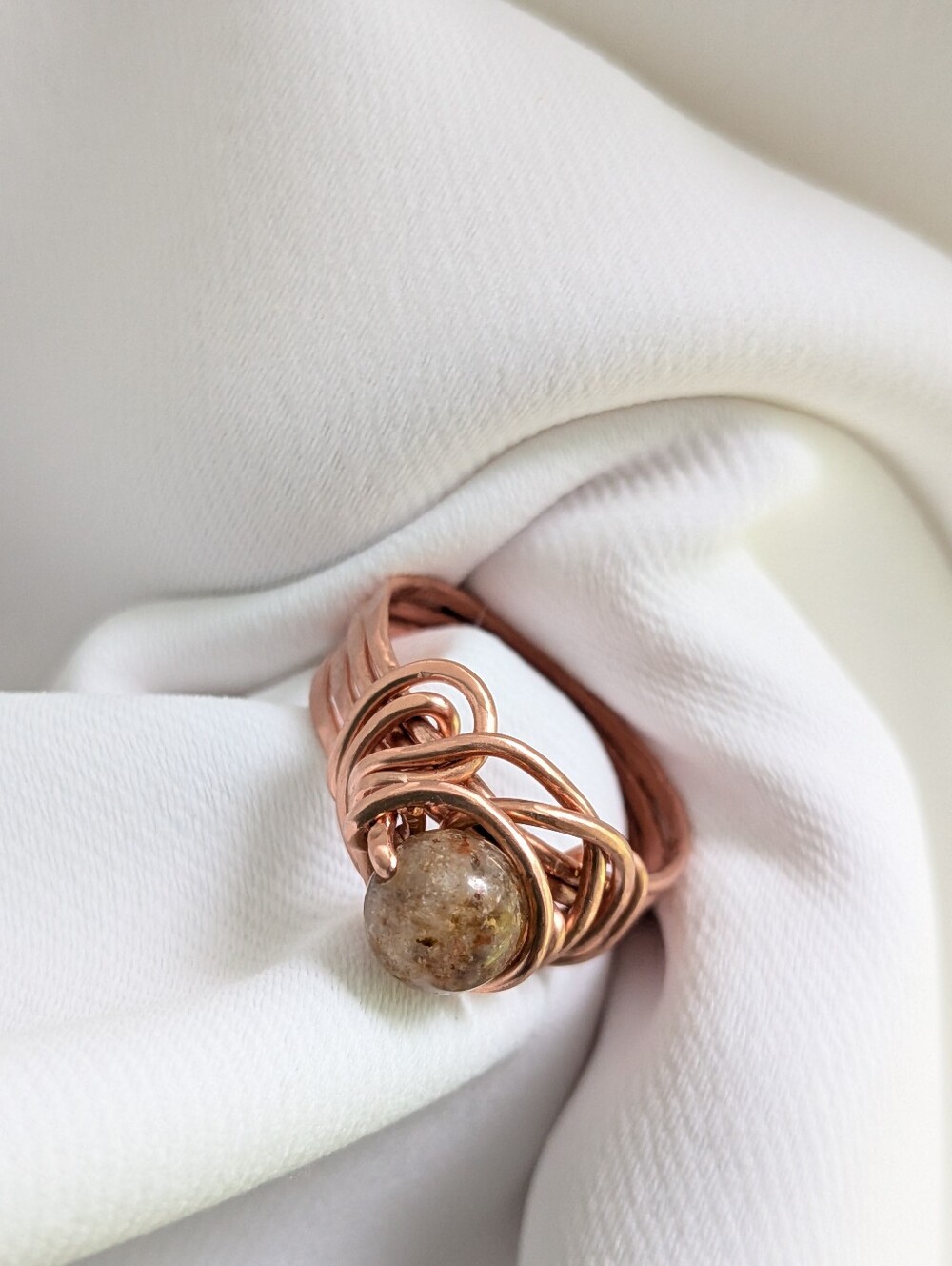 Artisan Copper Ring-Earthy Garden Quartz Gemstone